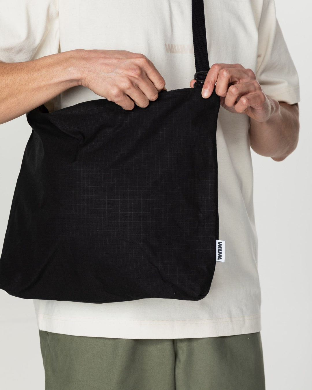 Water Resistant Messenger Bag - Black