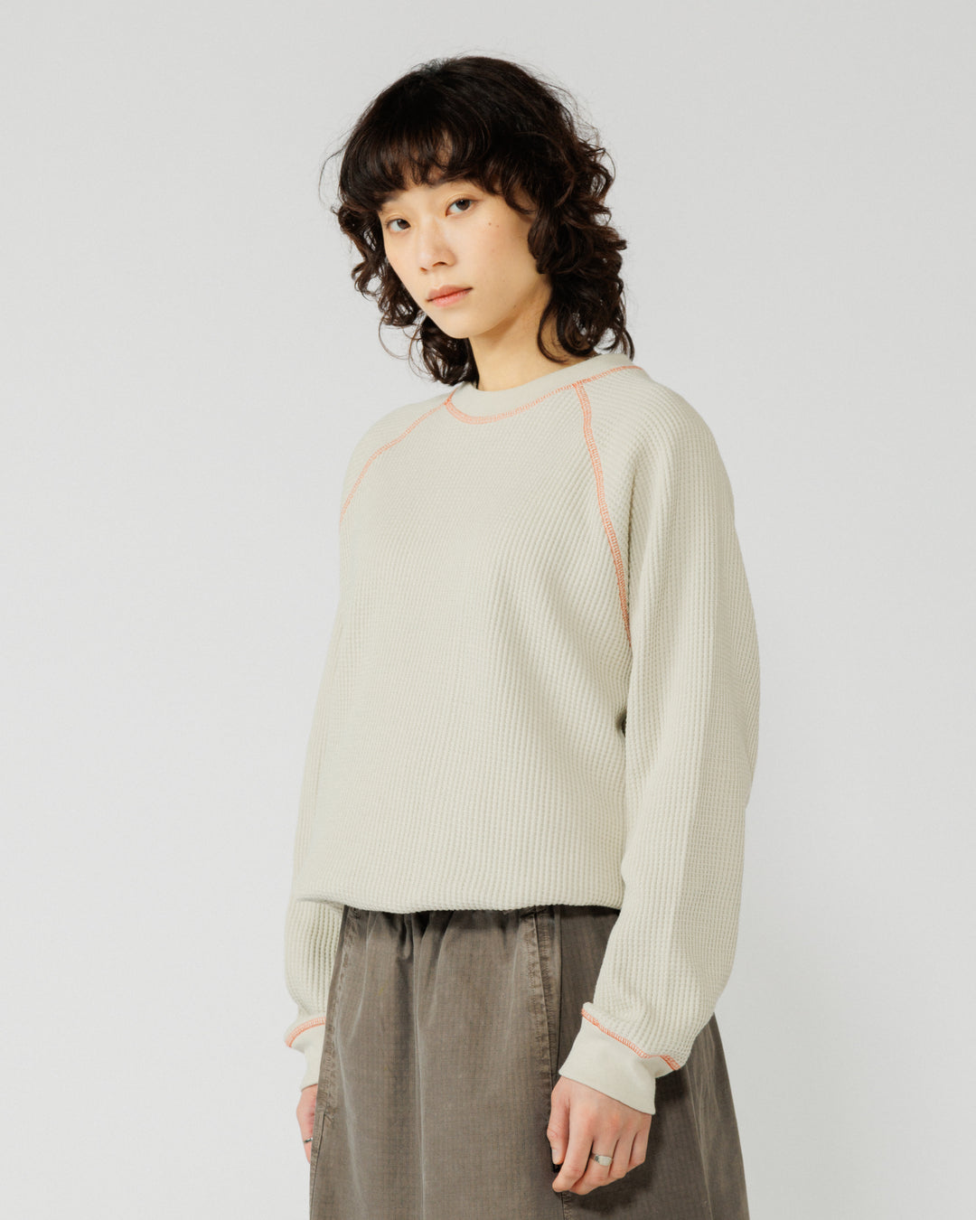 Range Waffle Sweat - Stone/Orange
