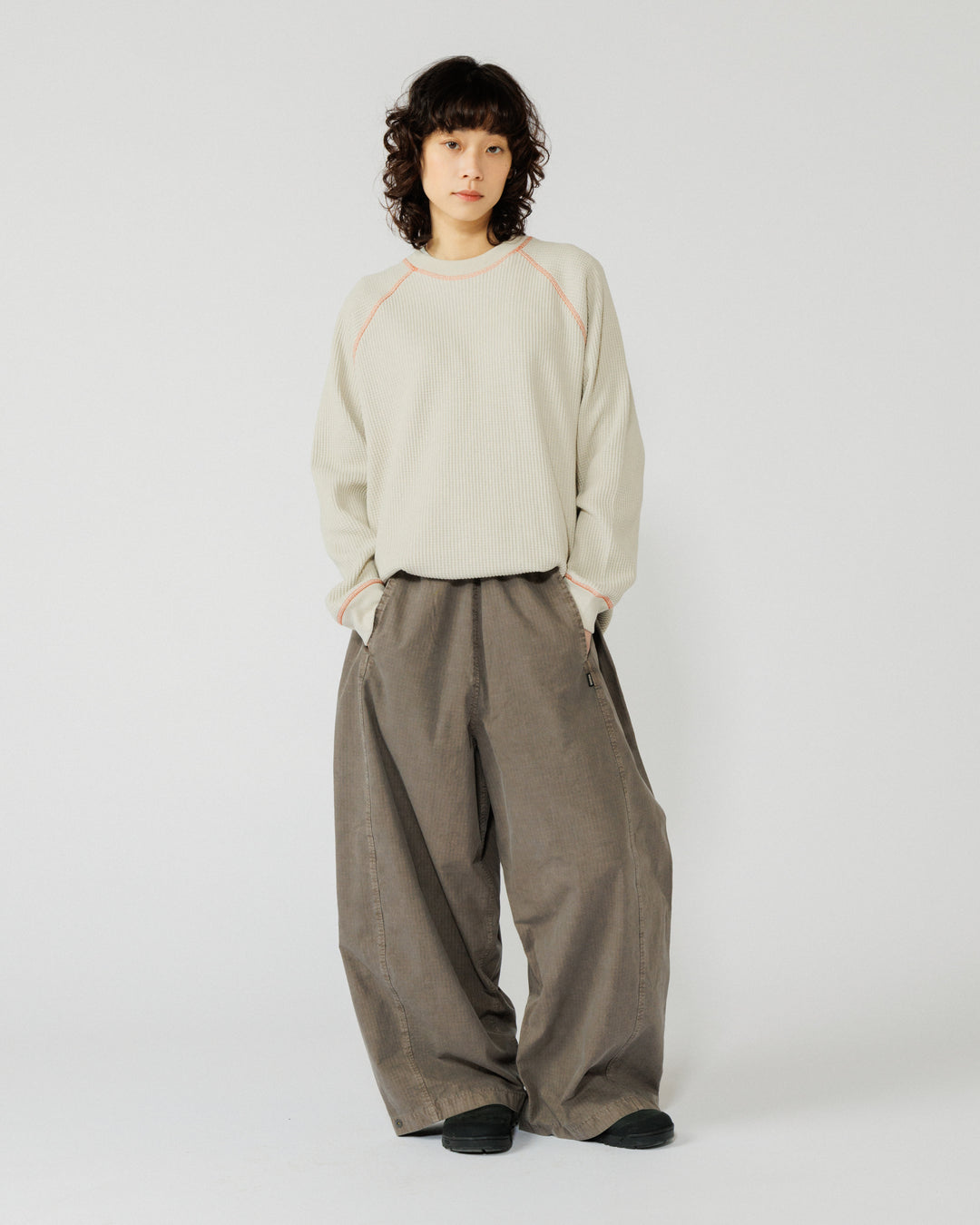Range Waffle Sweat - Stone/Orange