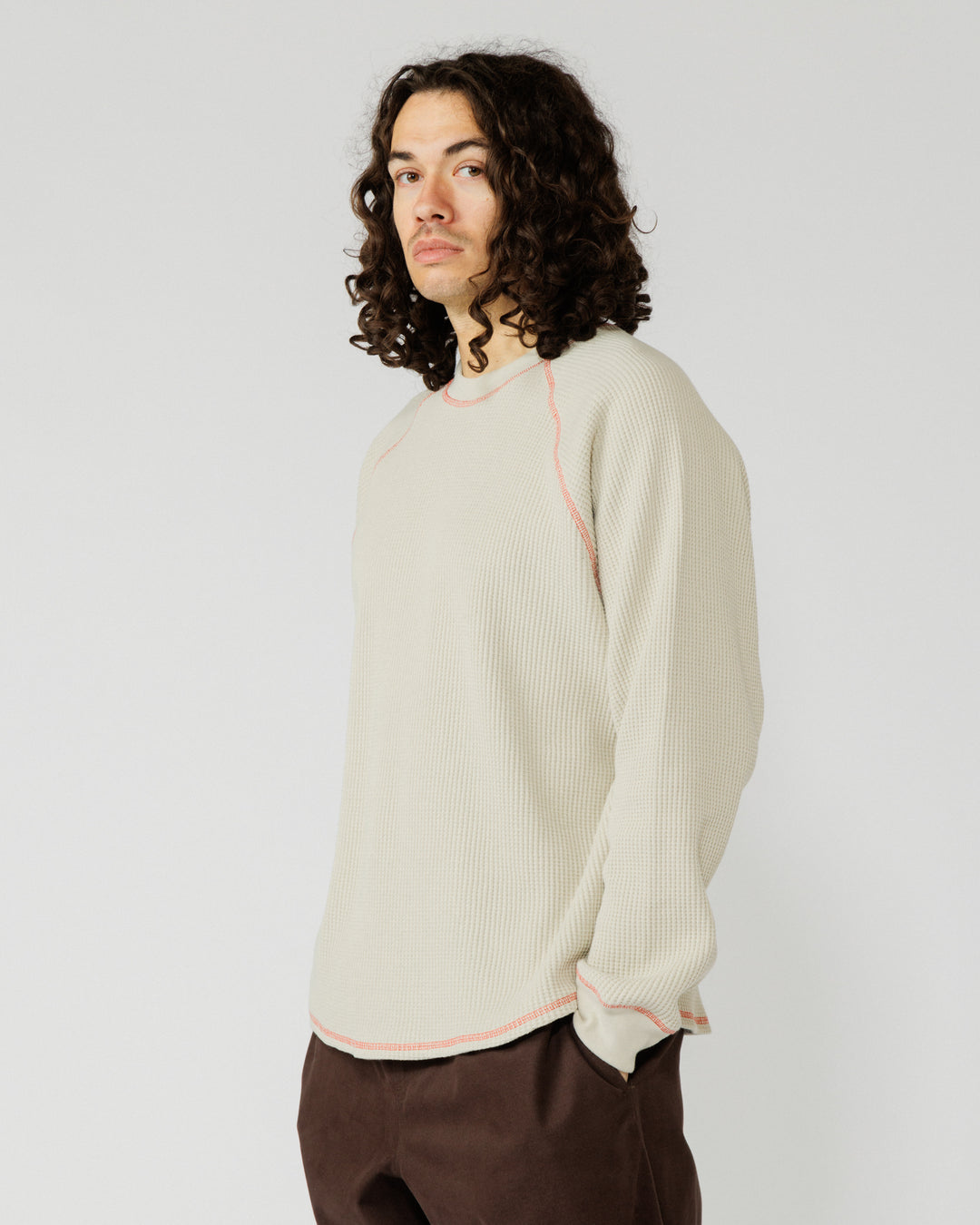 Range Waffle Sweat - Stone/Orange