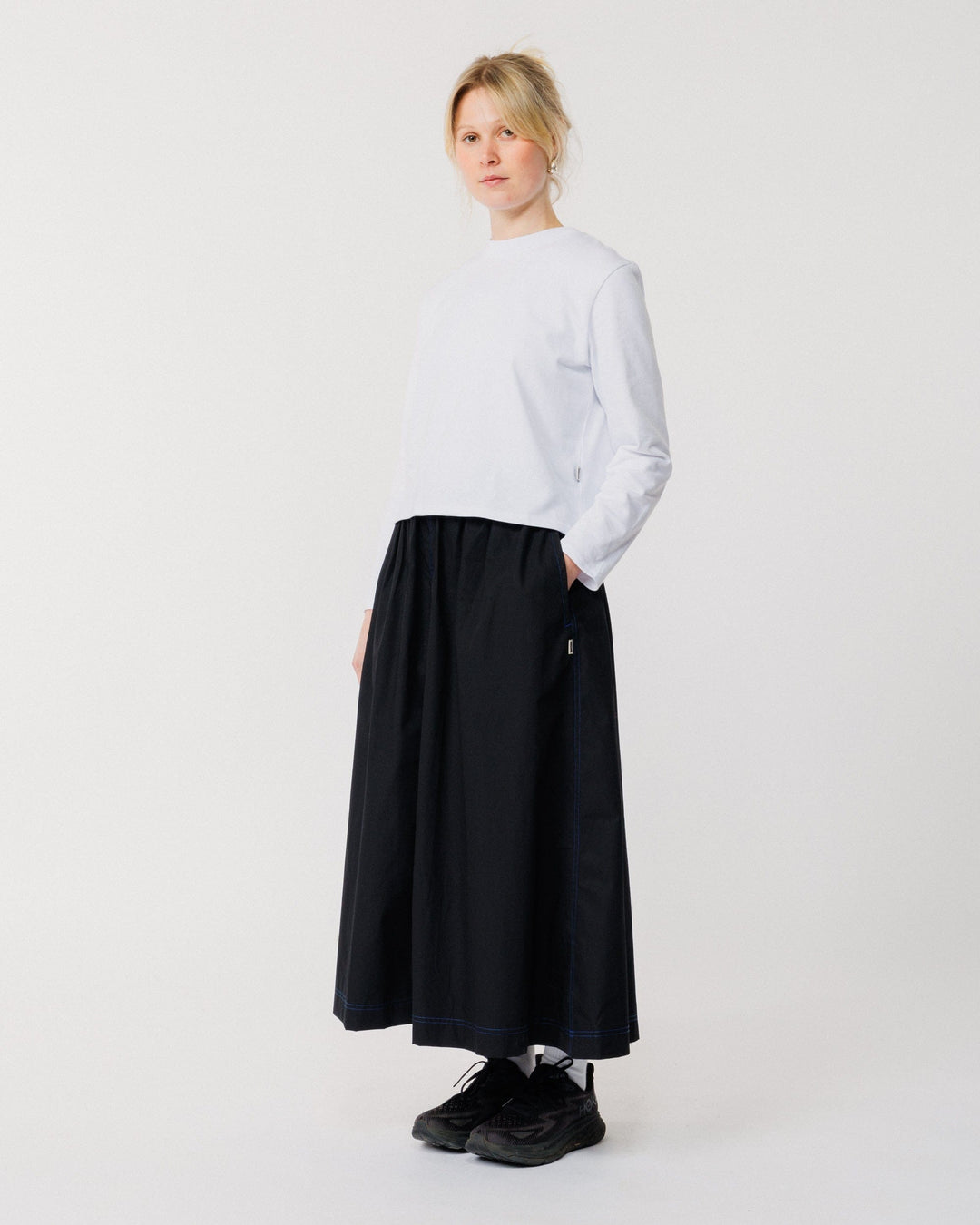 Ayla Poplin Skirt - Black/Cobalt Blue