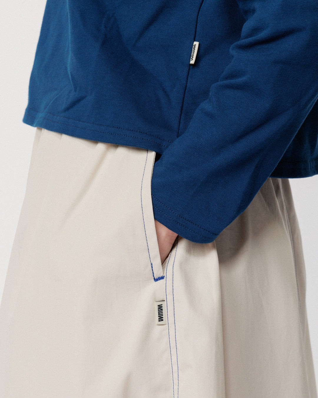 Ayla Poplin Skirt - Stone/Cobalt Blue