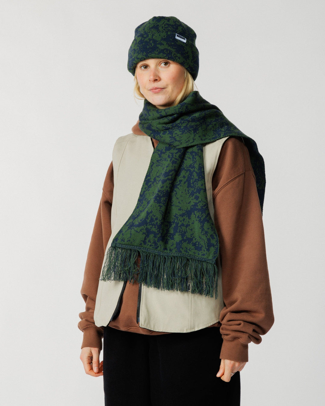 Barley Scarf - Dark Green & Navy