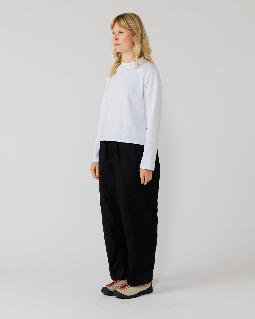 Water Resistant Zama Pants - Black — women's 3/4 angle full-body